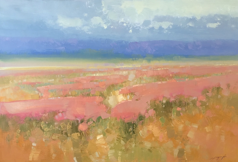 Field of Flowers, Original oil Painting, Handmade artwork, One of a Kind                 